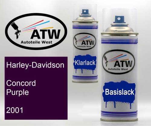 Harley-Davidson, Concord Purple, 2001: 400ml Sprühdose + 400ml Klarlack - Set, von ATW Autoteile West.